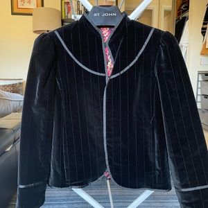 NWOT DVF Diane von Furstenberg black velvet reversible lipstick print jacket 8.